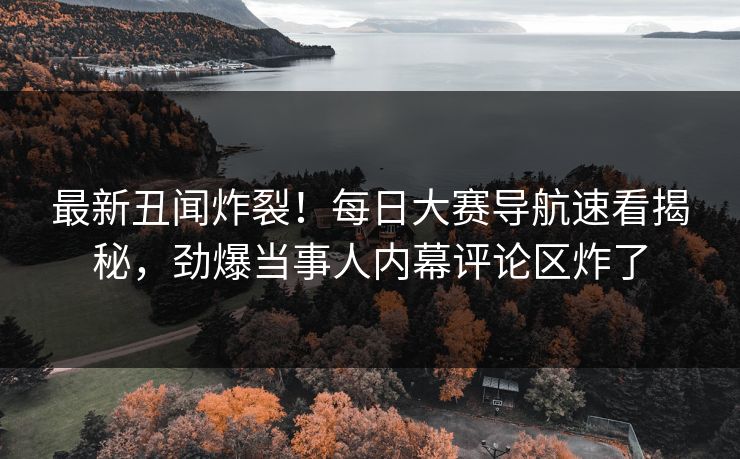最新丑闻炸裂！每日大赛导航速看揭秘，劲爆当事人内幕评论区炸了