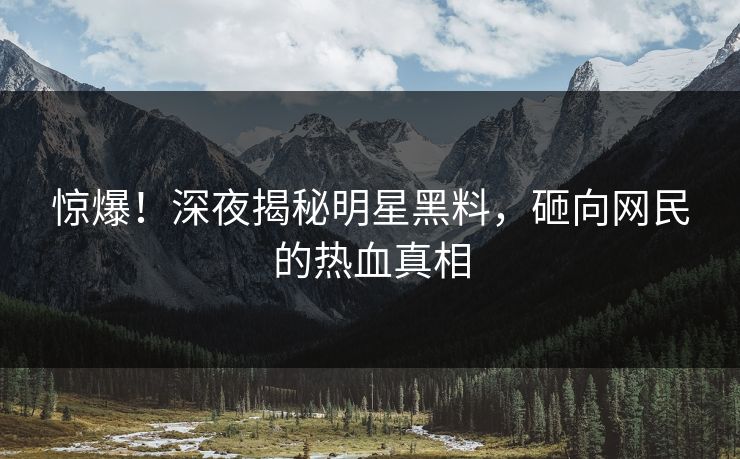 惊爆！深夜揭秘明星黑料，砸向网民的热血真相