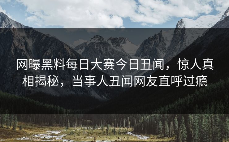 网曝黑料每日大赛今日丑闻，惊人真相揭秘，当事人丑闻网友直呼过瘾